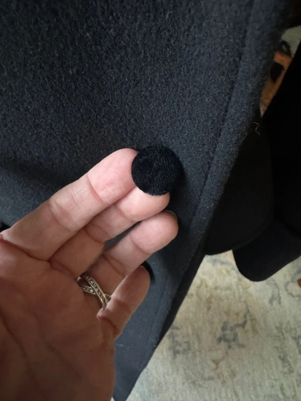 Laura Ashley Vintage Black Princess back Riding Wool Coat with Classic Label - Picture 6 of 6